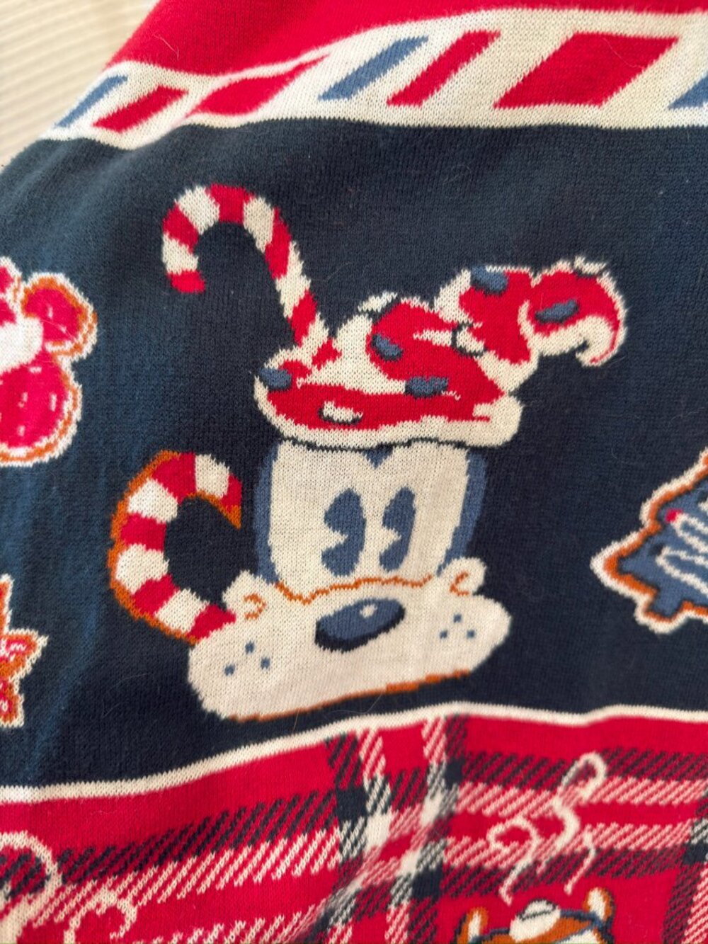 RARE Disneyland Resort Christmas Spirit Jersey Knit Sweater Mickey Holiday Plaid - Picture 13 of 14